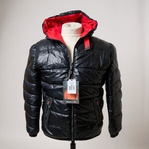 Project Raw Reversible Puffer Jacket Red Black Hooded Winter Coat Men New